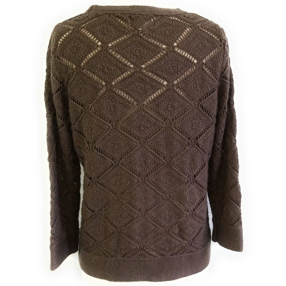 MISSGUIDED Brown 3/4 Sleeve Open Knit Sweater M - Picture 5 of 8